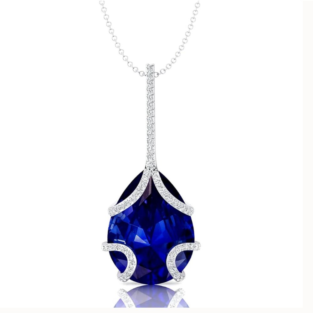 Fifth Avenue Sapphire Blue  and Crystal Pave Necklace New